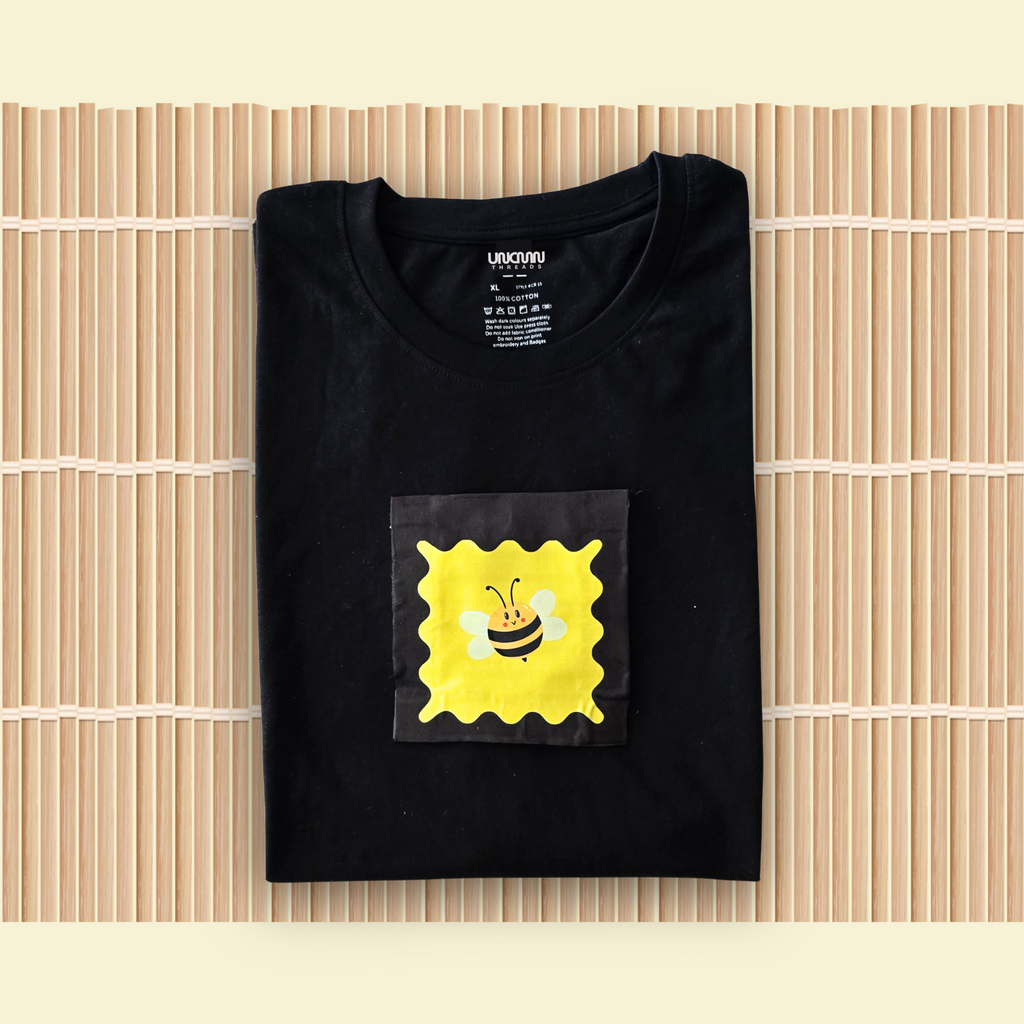 BLACK UNISEX MODULAR PRINT T-SHIRT (SWAP N WEAR)