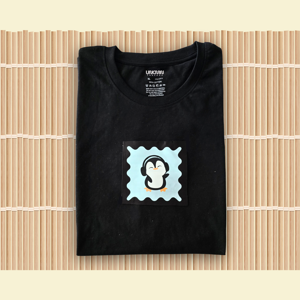 BLACK UNISEX MODULAR PRINT T-SHIRT (SWAP N WEAR)