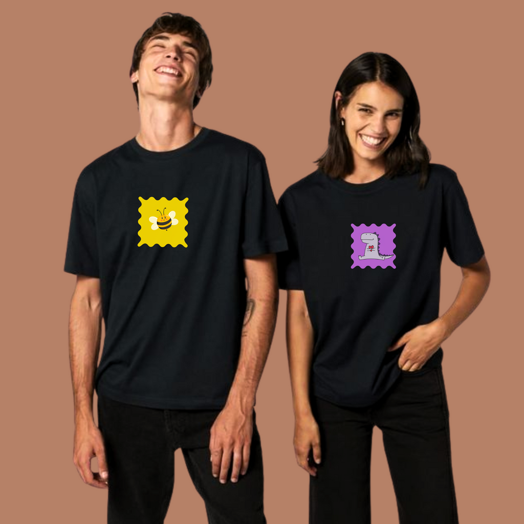 BLACK UNISEX MODULAR PRINT T-SHIRT (SWAP N WEAR)
